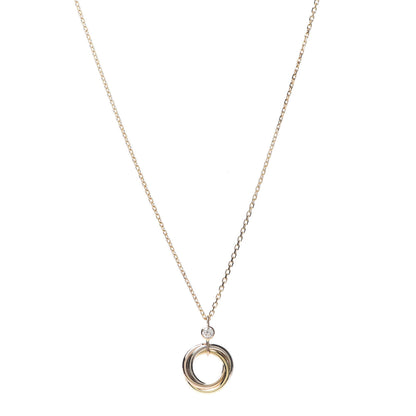 Cartier 18K Pink Yellow White Gold Diamond Trinity Pendant Necklace 1 of 5