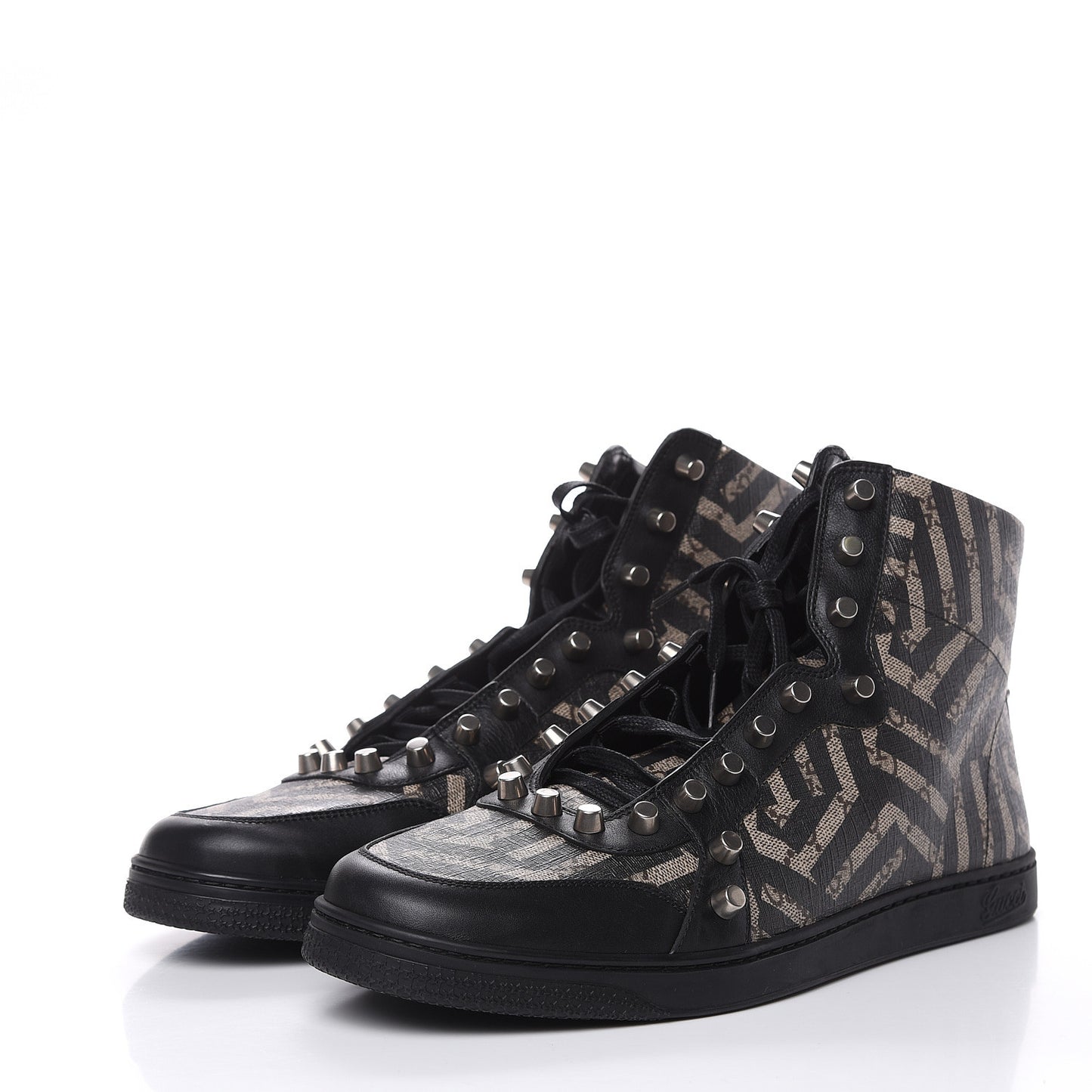 GG Supreme Monogram Caleido Studded Mens High Top Sneakers 10 Black