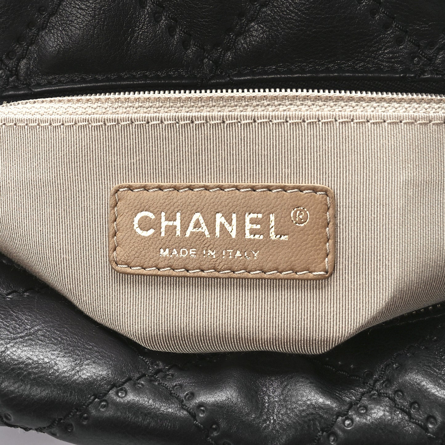 Calfskin Quilted Retro Chain Tote Black