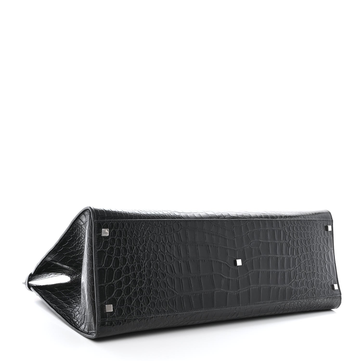 Saint Laurent Calfskin Crocodile Embossed Large Manhattan Shopper Tote Black 4 of 10