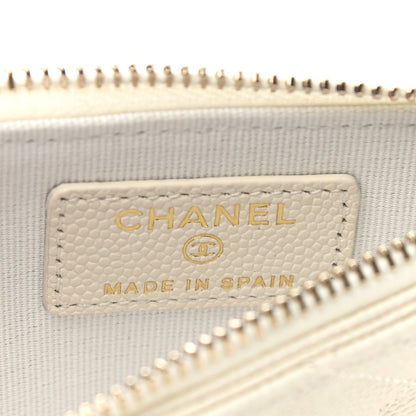 Chanel Caviar Quilted Flap Zip Card Holder White 6 of 9