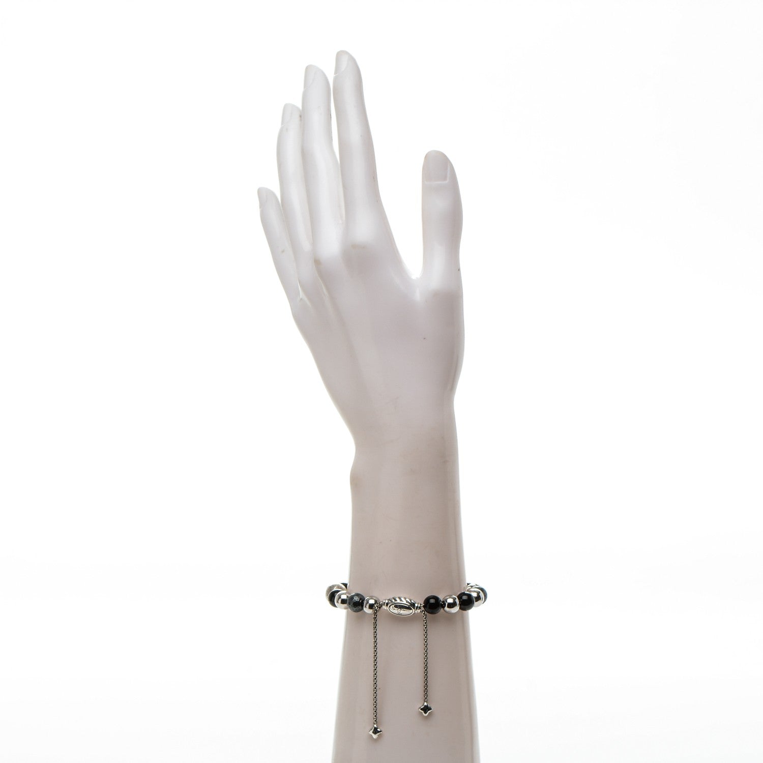 David Yurman Sterling Silver Black Onyx Hematine 8mm Elements Bead Bracelet 2 of 4