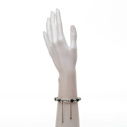 David Yurman Sterling Silver Black Onyx Hematine 8mm Elements Bead Bracelet 2 of 4
