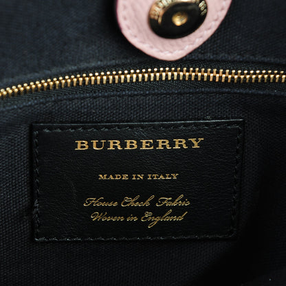 Burberry Grainy Calfskin House Check Medium Banner Tote Nude Blush 6 of 6