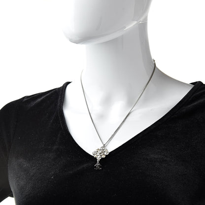 Chanel Crystal CC Drop Pendant Necklace Silver 2 of 5
