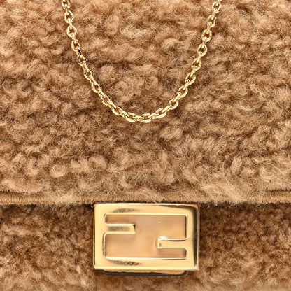 Fendi Curly Shearling Shiny Nappa Nano Baguette Charm Camel 6 of 9