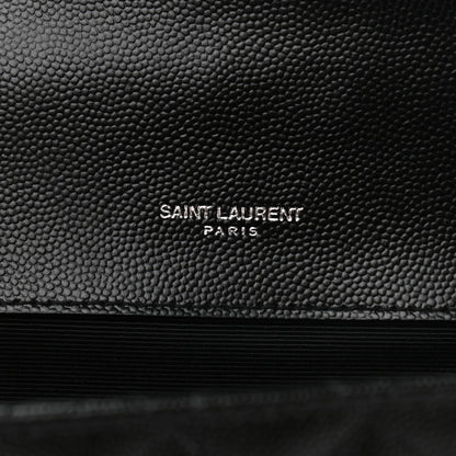 Saint Laurent Grain De Poudre Textured Mixed Matelasse Triquilt Small Monogram Satchel Black 6 of 12