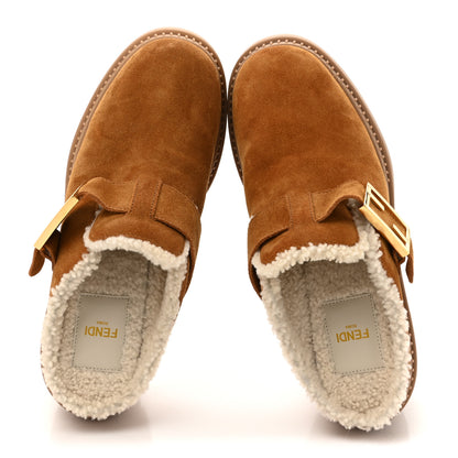 Fendi Suede Shearling Clogs 39 Caramello Latte 2 of 10