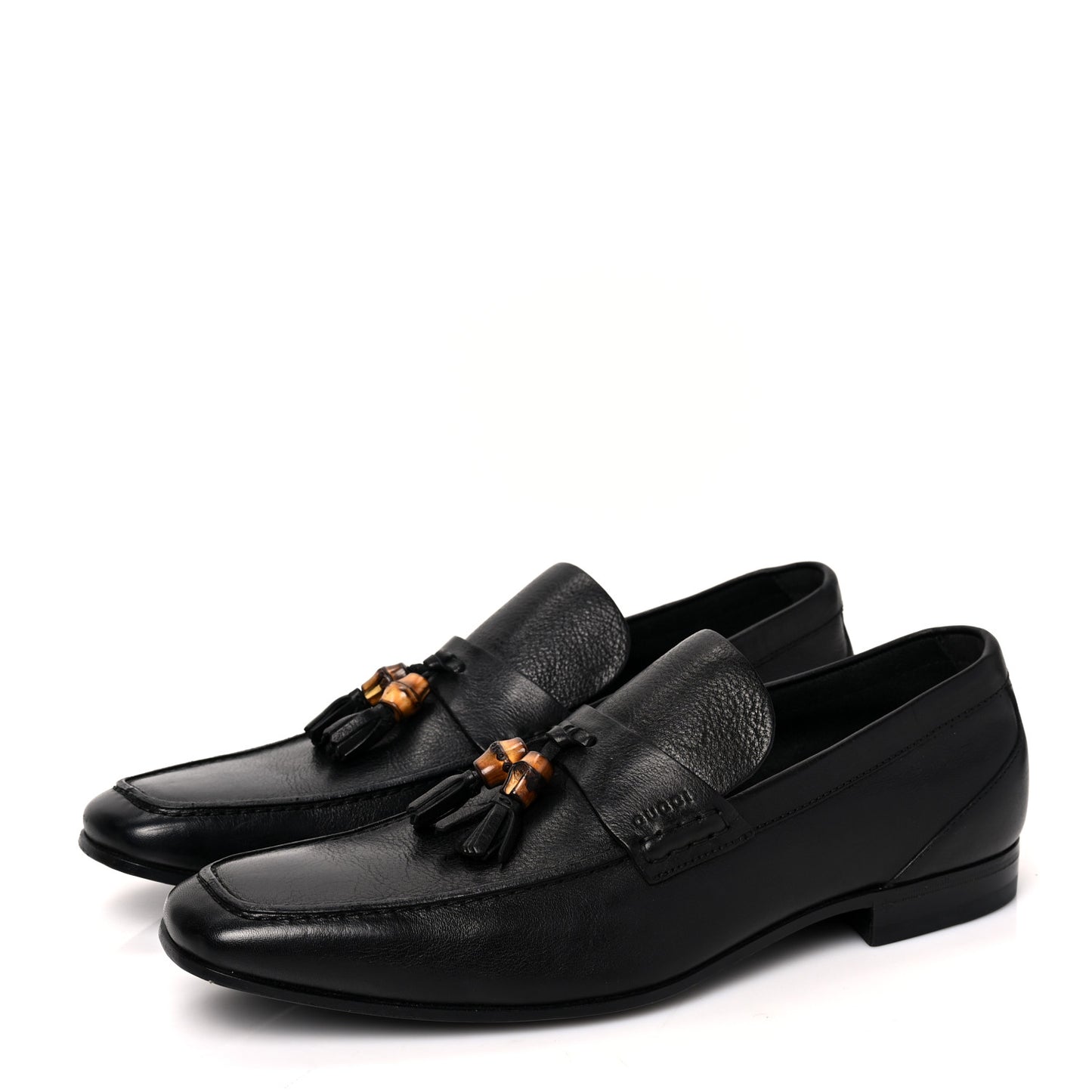 Calfskin Mens Bamboo Tassel Loafers 10.5 Black