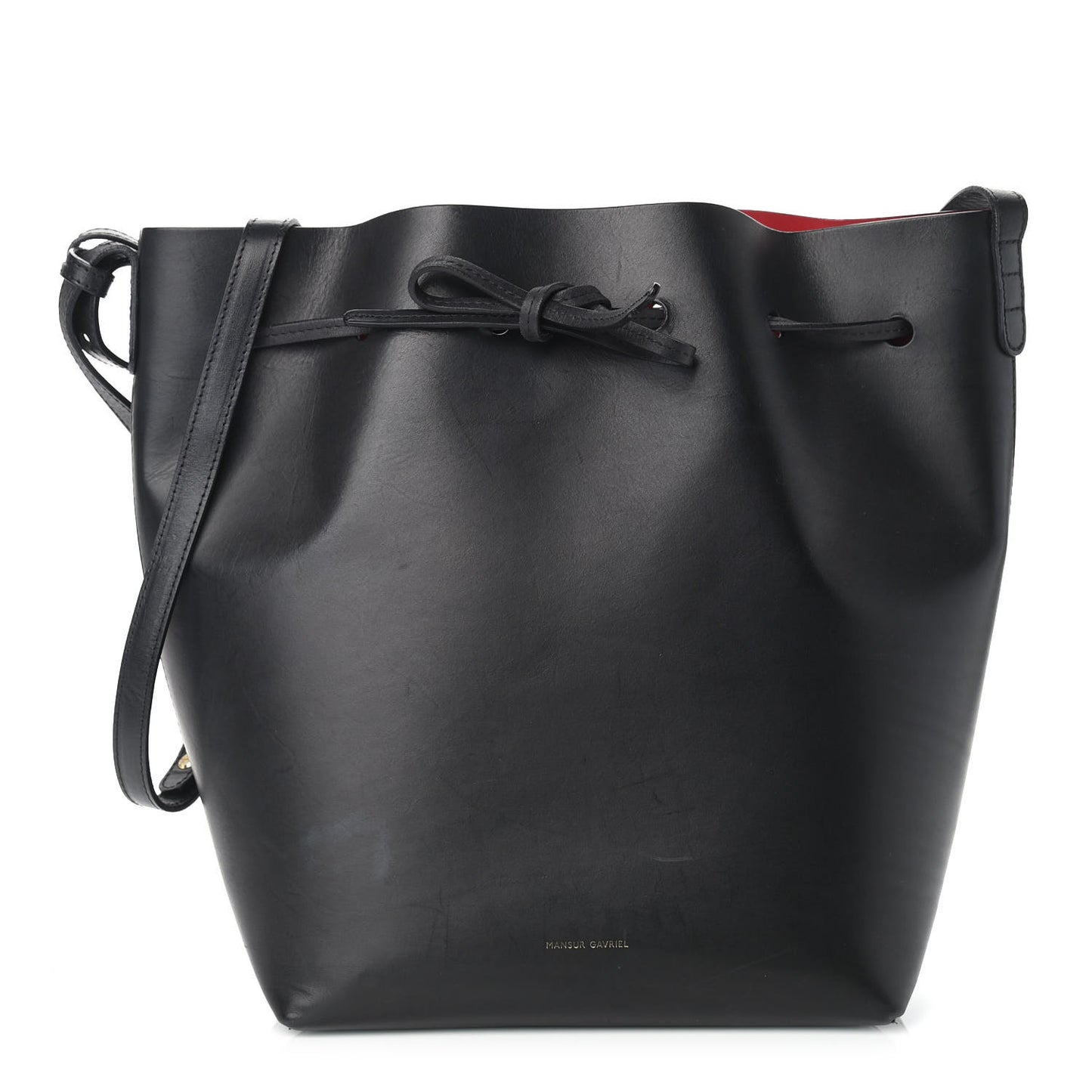 Vegetable Tanned Calfskin Bucket Bag Black Flamma