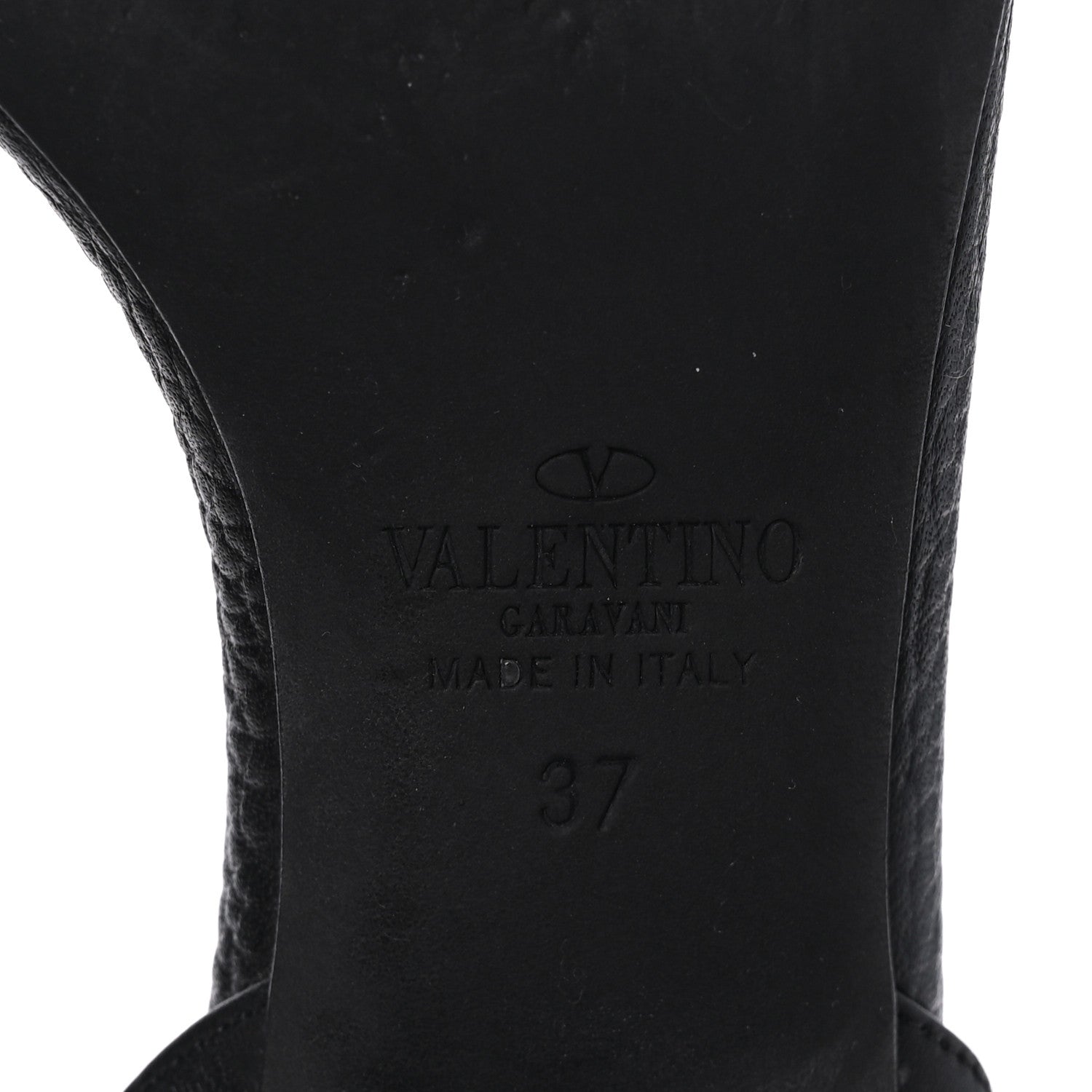 Valentino Garavani Pebbled Calfskin Onyx Rockstud Rolling 60mm City Sandals 37 Black 7 of 7