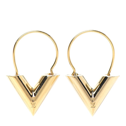 Louis Vuitton Brass Essential V Hoop Earrings Gold 1 of 4