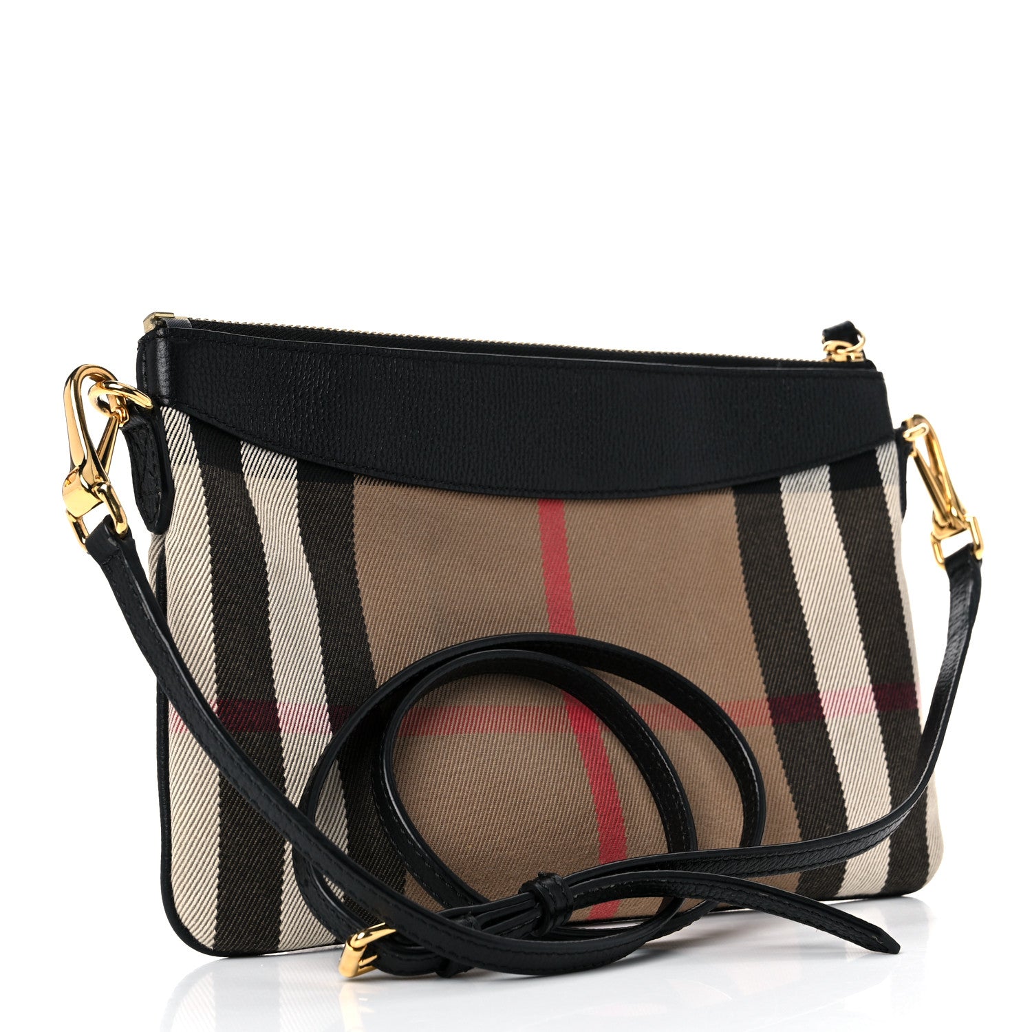Burberry House Check Derby Peyton Crossbody Clutch Bag Black 3 of 14