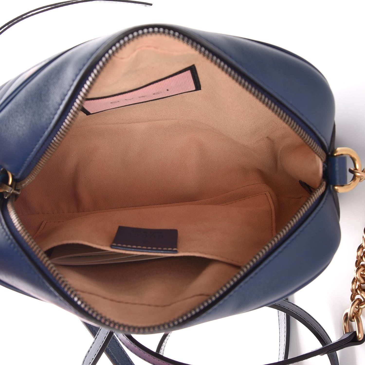 Gucci Calfskin Matelasse GucciGhost Small GG Marmont Chain Shoulder Bag Blue Agata Hibiscus Red 5 of 8