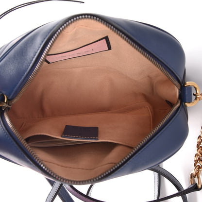 Gucci Calfskin Matelasse GucciGhost Small GG Marmont Chain Shoulder Bag Blue Agata Hibiscus Red 5 of 8