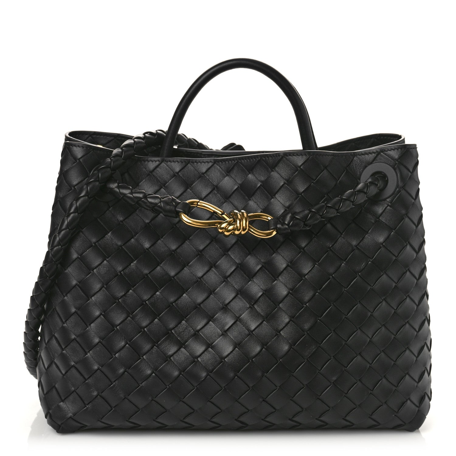 Bottega Veneta Nappa Intrecciato Medium Andiamo Shoulder Bag Black 1 of 9