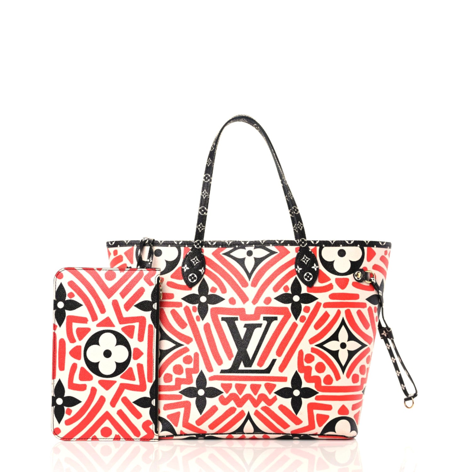 Louis Vuitton Monogram Giant Crafty Neverfull MM Creme Rouge Black 1 of 14