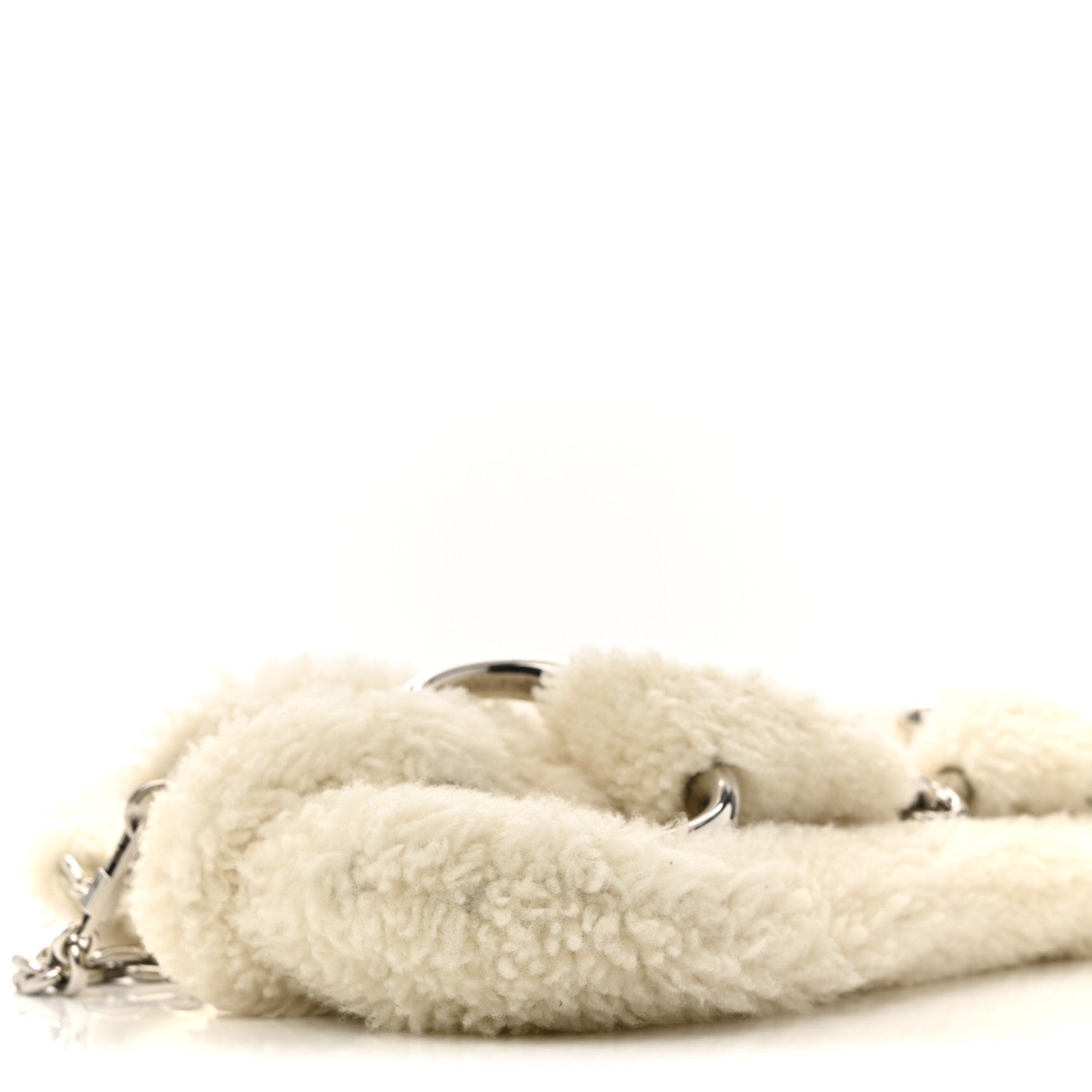 Gucci Merino Wool Medium Maxi Horsebit Chain Shoulder Bag Off White 9 of 12