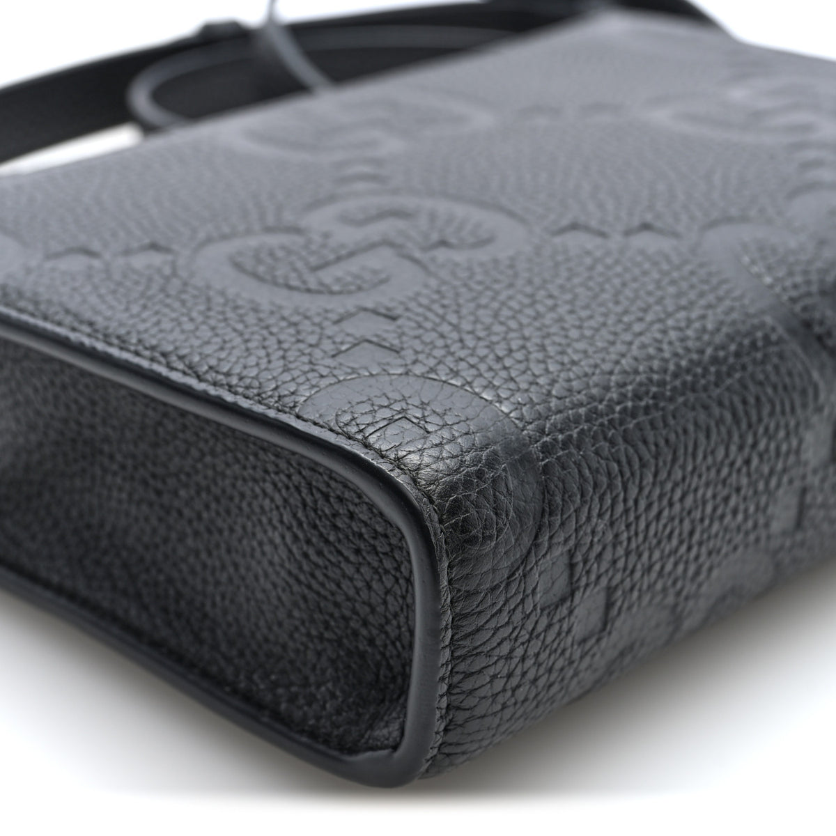 Gucci Monogram Jumbo GG Textured Dollar Calfskin Crossbody Bag Black 8 of 9