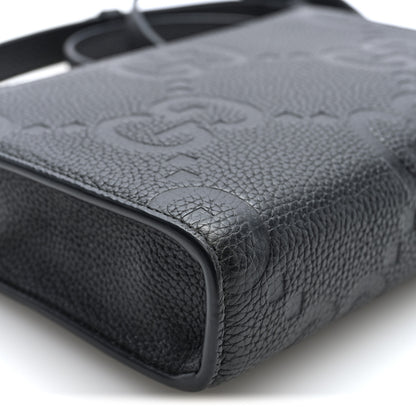 Gucci Monogram Jumbo GG Textured Dollar Calfskin Crossbody Bag Black 8 of 9