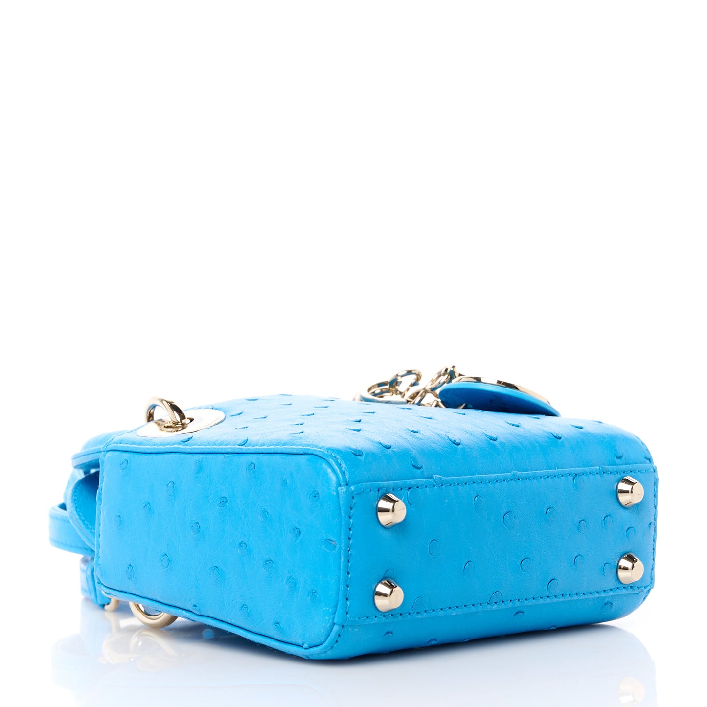 Ostrich Micro Lady Dior Blue