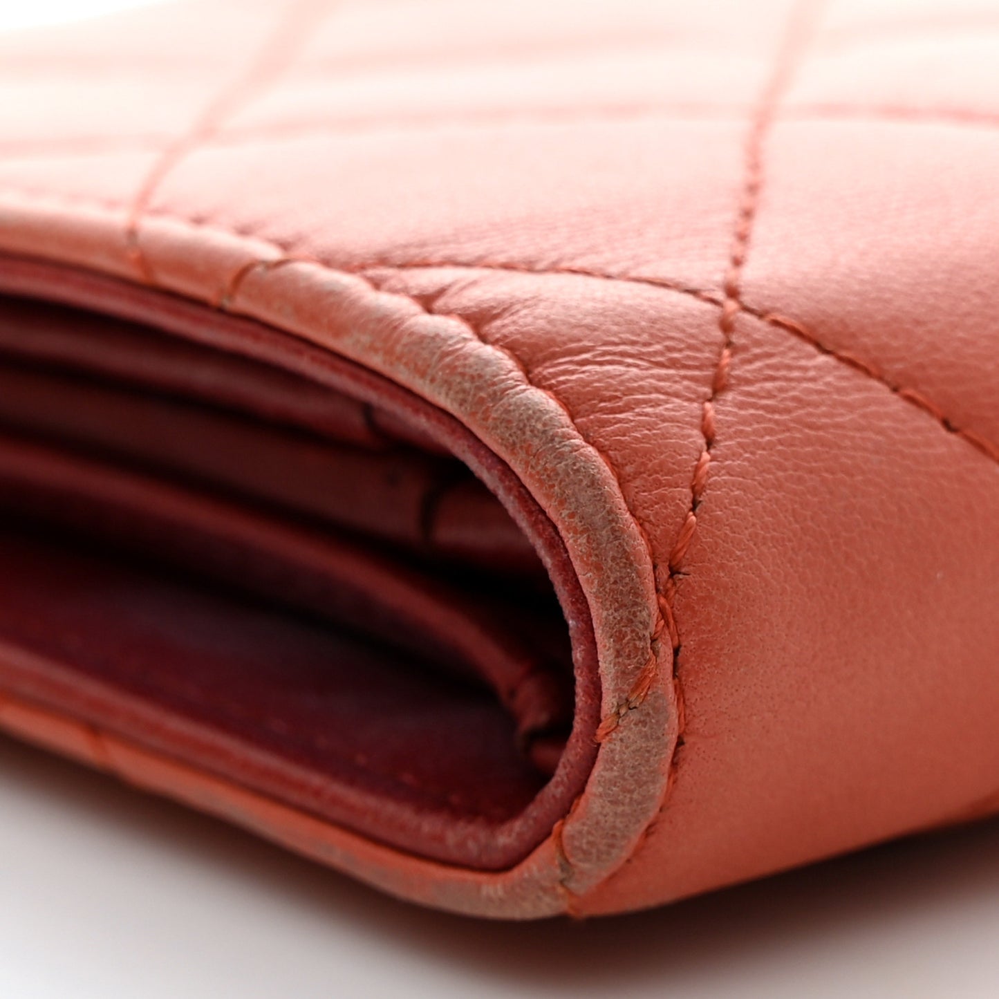 Lambskin Quilted Yen Wallet Orange
