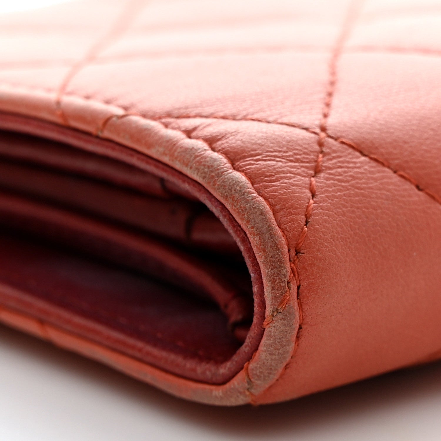 Chanel Lambskin Quilted Yen Wallet Orange 12 of 18