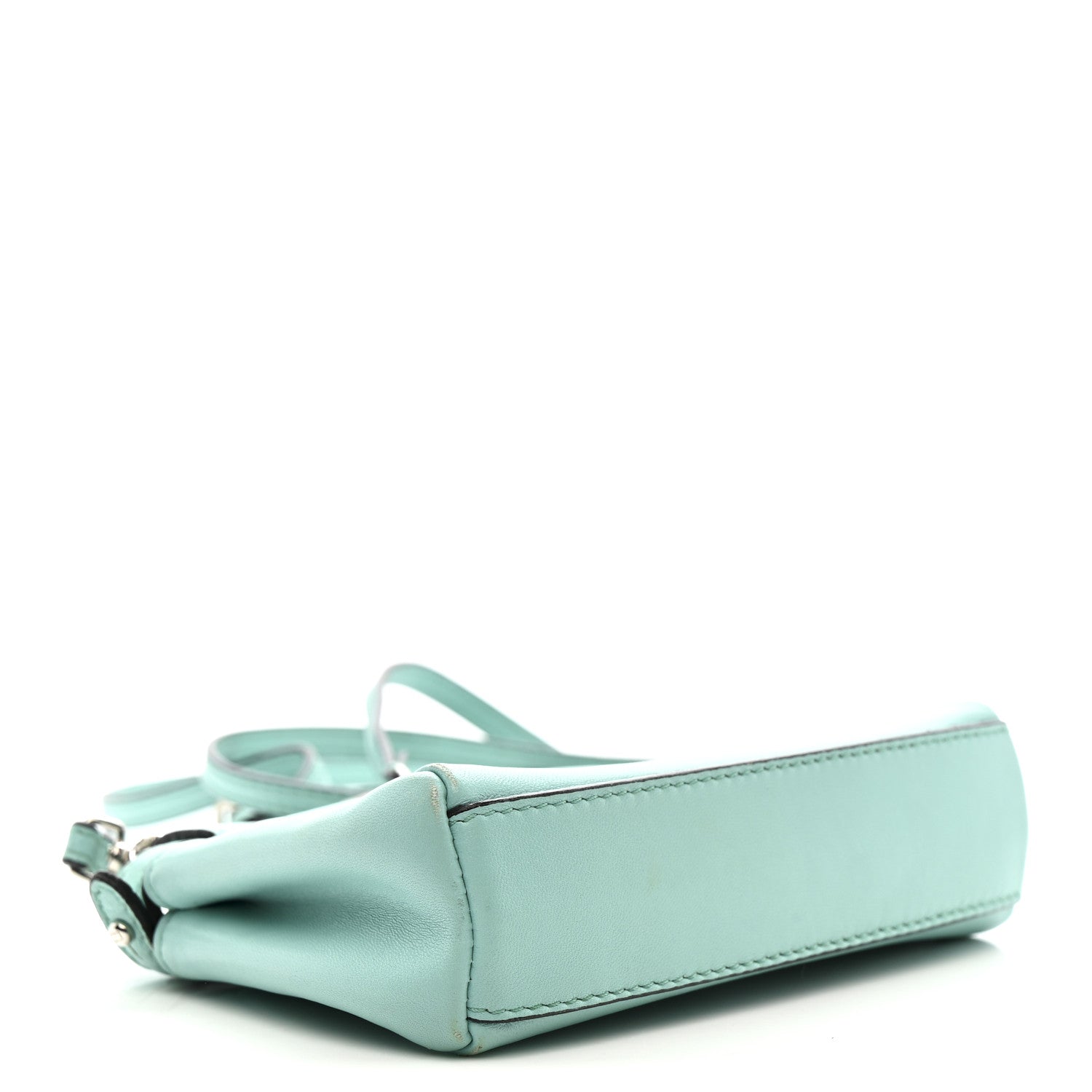 Fendi Shiny Nappa Micro Peekaboo Iconic Satchel Turchese Egiz