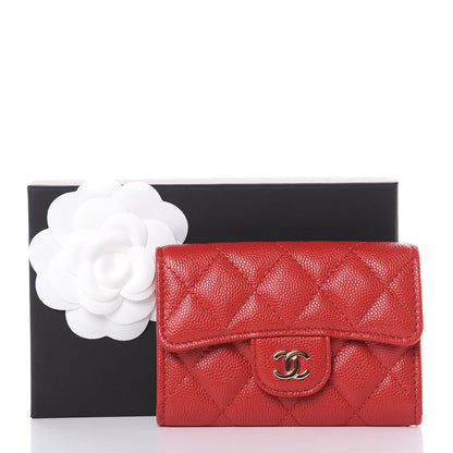Chanel Caviar Quilted Flap Card Holder Wallet Red 8 of 8