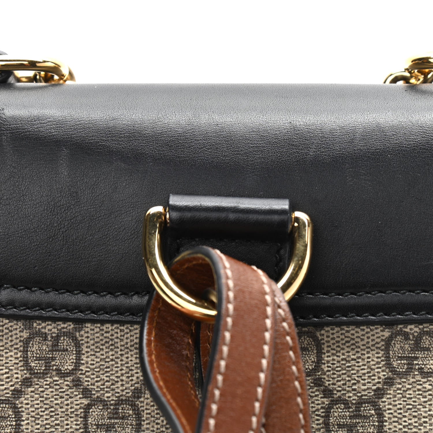 Gucci GG Supreme Monogram Calfskin Padlock Backpack Beige Cuir Black 13 of 14