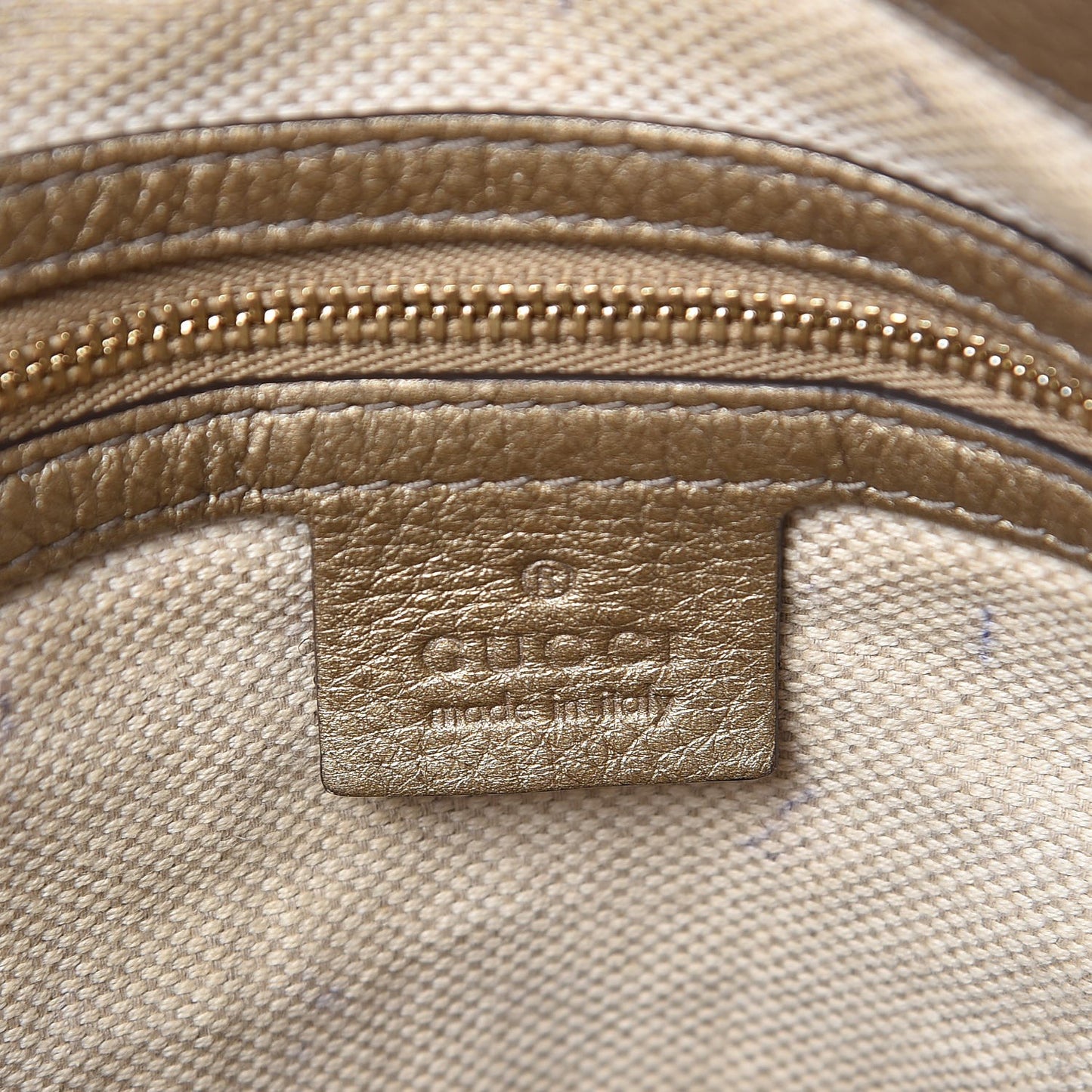 Metallic Cellarius Calfskin Small Soho Top Handle Satchel Golden Beige