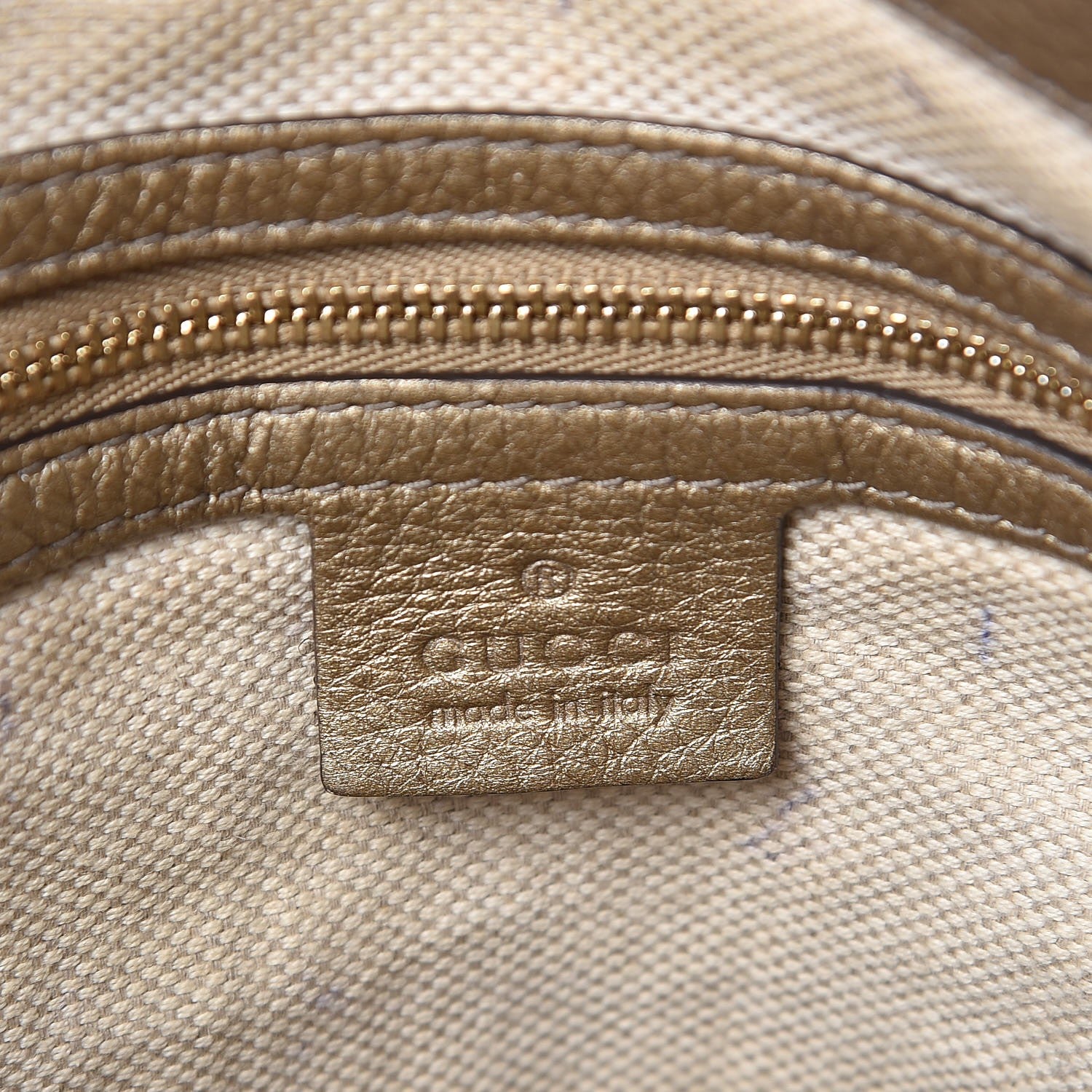 Gucci Metallic Cellarius Calfskin Small Soho Top Handle Satchel Golden Beige 6 of 18
