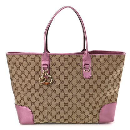 Gucci Monogram Large Heart Bit Charm Top Handle Tote Pink 1 of 11