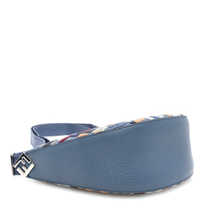 Fendi Yarn Canvas FF Multicolor Embroidered Chinese Valentines Small Melon Bag Blue 4 of 10