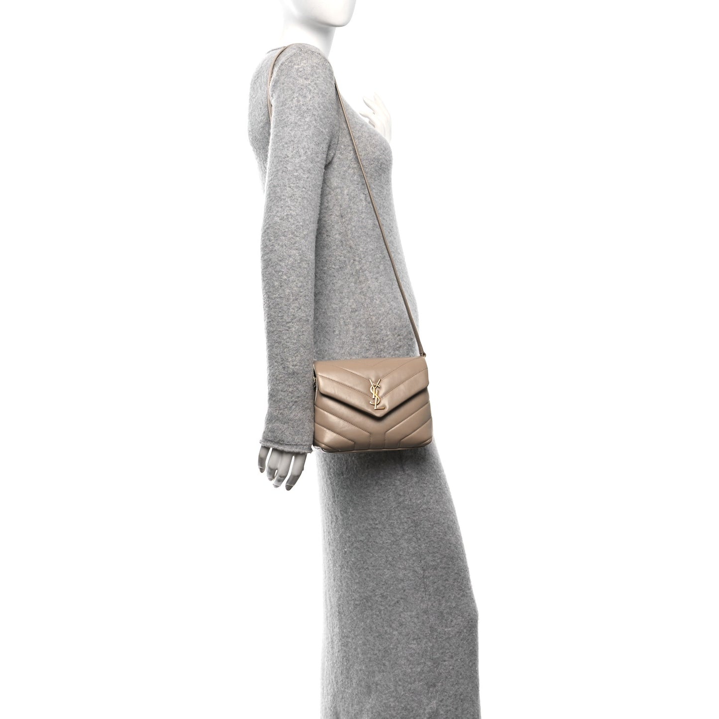 Calfskin Y Quilted Monogram Toy Loulou Crossbody Bag Dark Beige