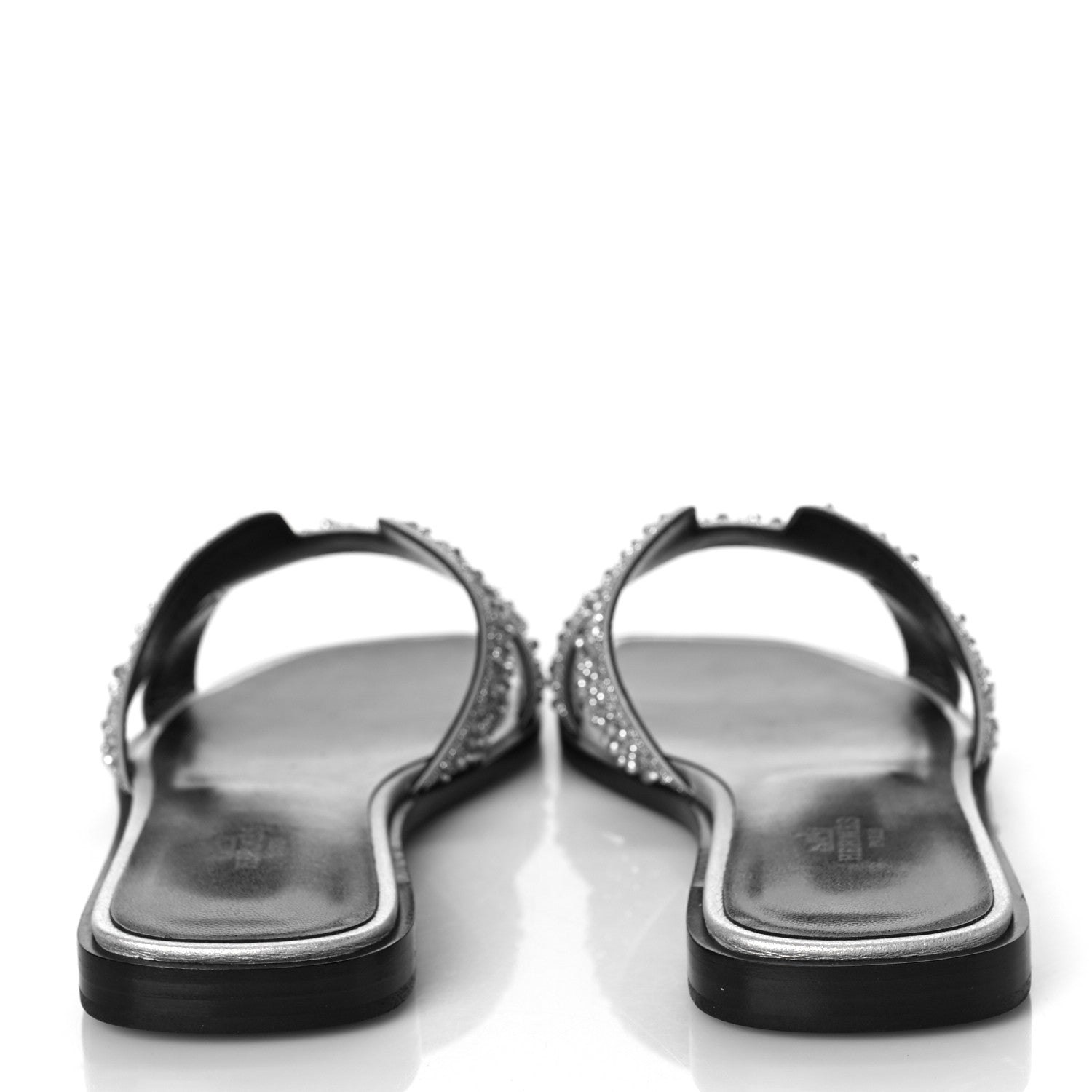 Hermes Velvet Goatskin Crystal Beads Oran Sandals 37 Gris Argente 5 of 13