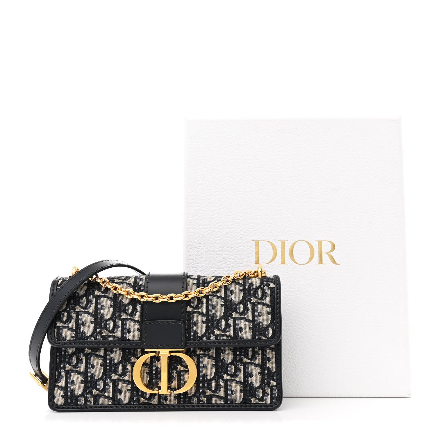 Christian Dior Oblique 30 Montaigne East West Chain Flap Bag Blue 11 of 11