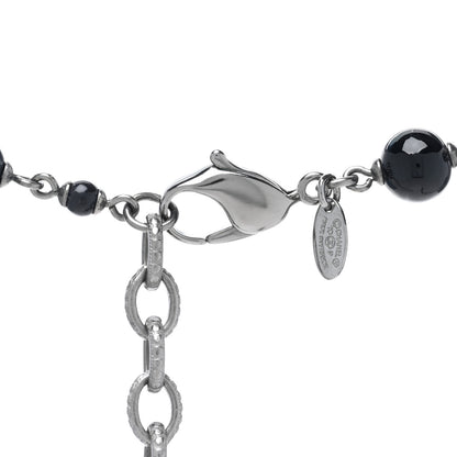 Chanel Ruthenium Pearl Beaded CC Long Necklace Black 4 of 5