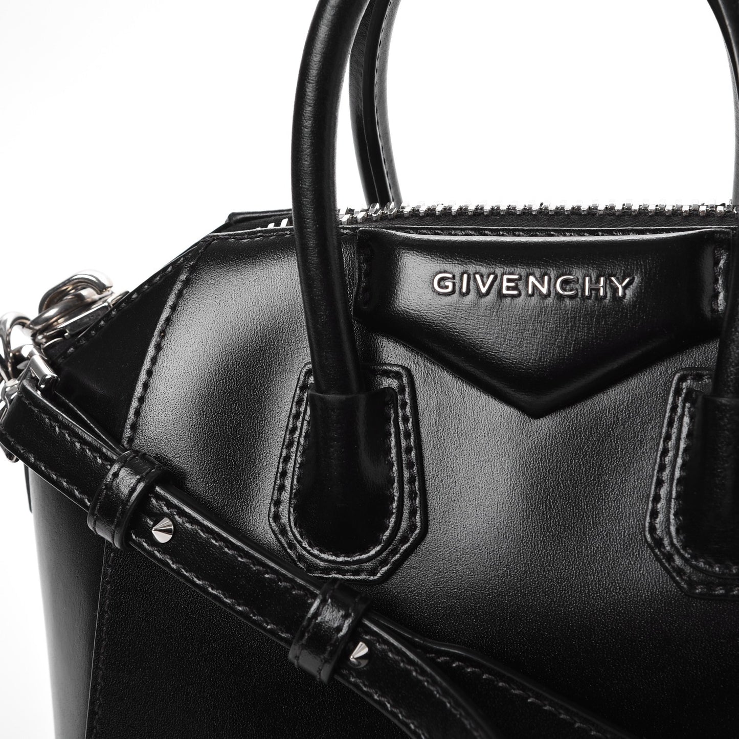 Shiny Lord Calfskin Mini Antigona Black