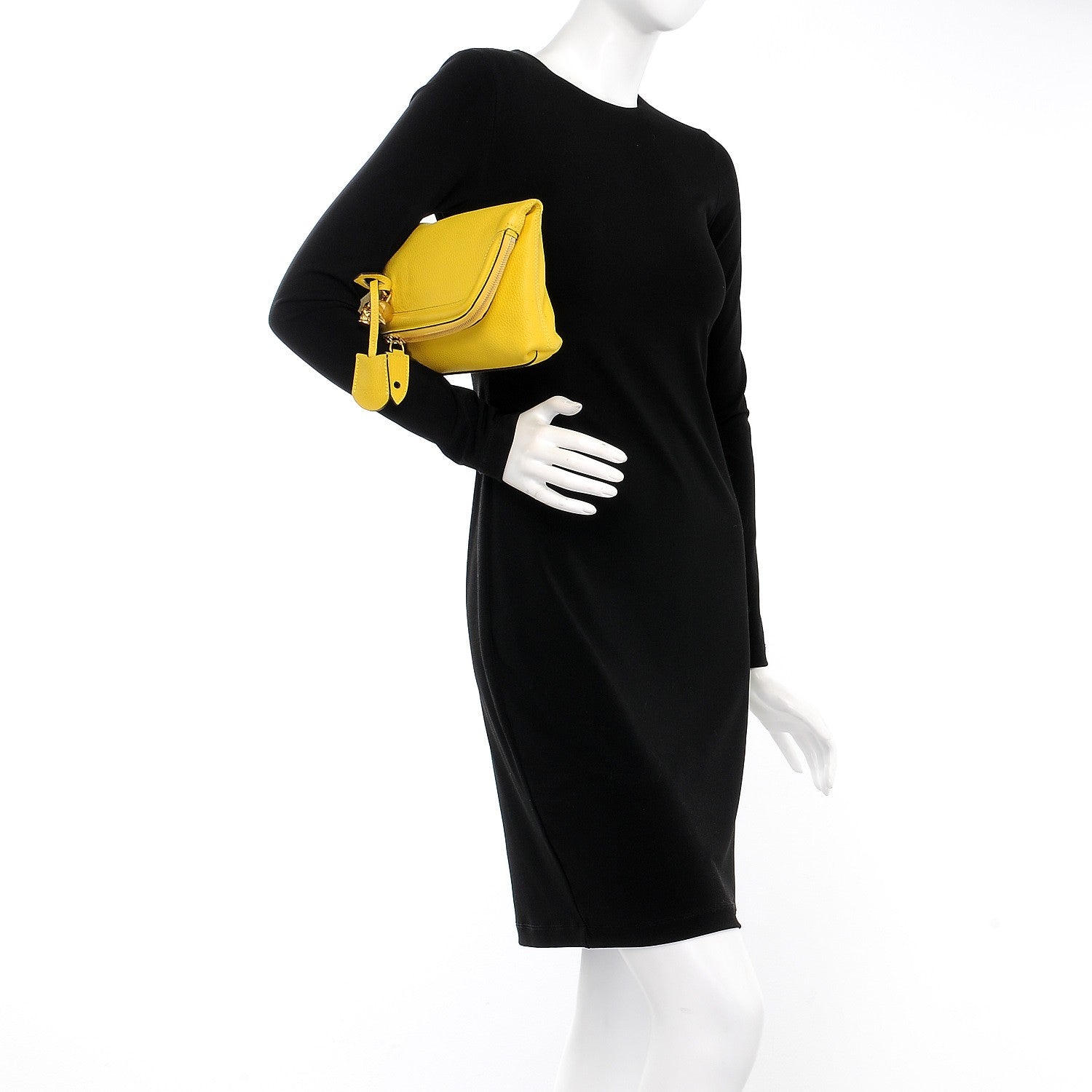Alexander McQueen Grainy Calfskin Padlock Skull Clutch Yellow 2 of 9