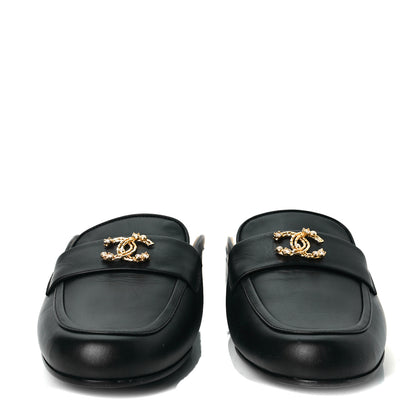 Chanel Calfskin CC Mules 40.5 Black 3 of 10