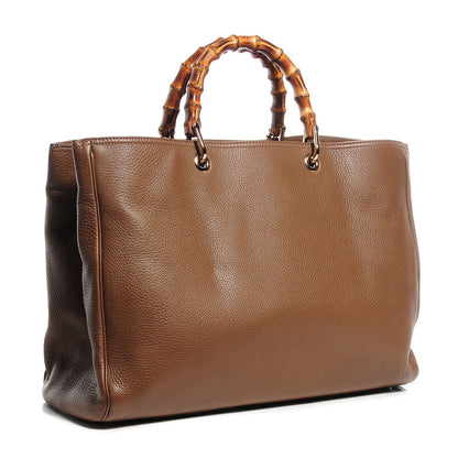 Gucci Cellarius Calfskin Large Bamboo Shopper Tote Acero 3 of 7