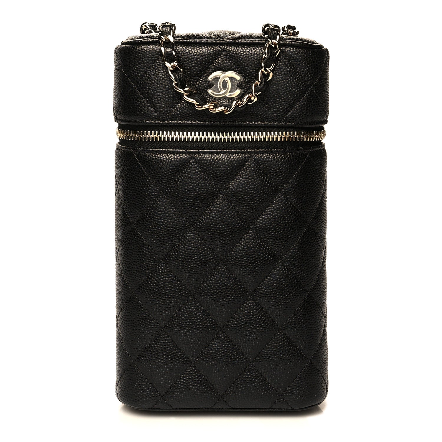 Chanel Caviar Quilted Phone Holder With Chain Black 1 of 10
