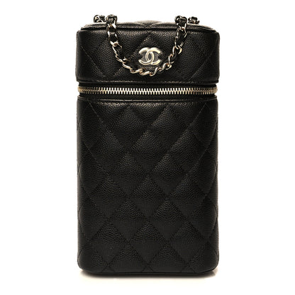 Chanel Caviar Quilted Phone Holder With Chain Black 1 of 10