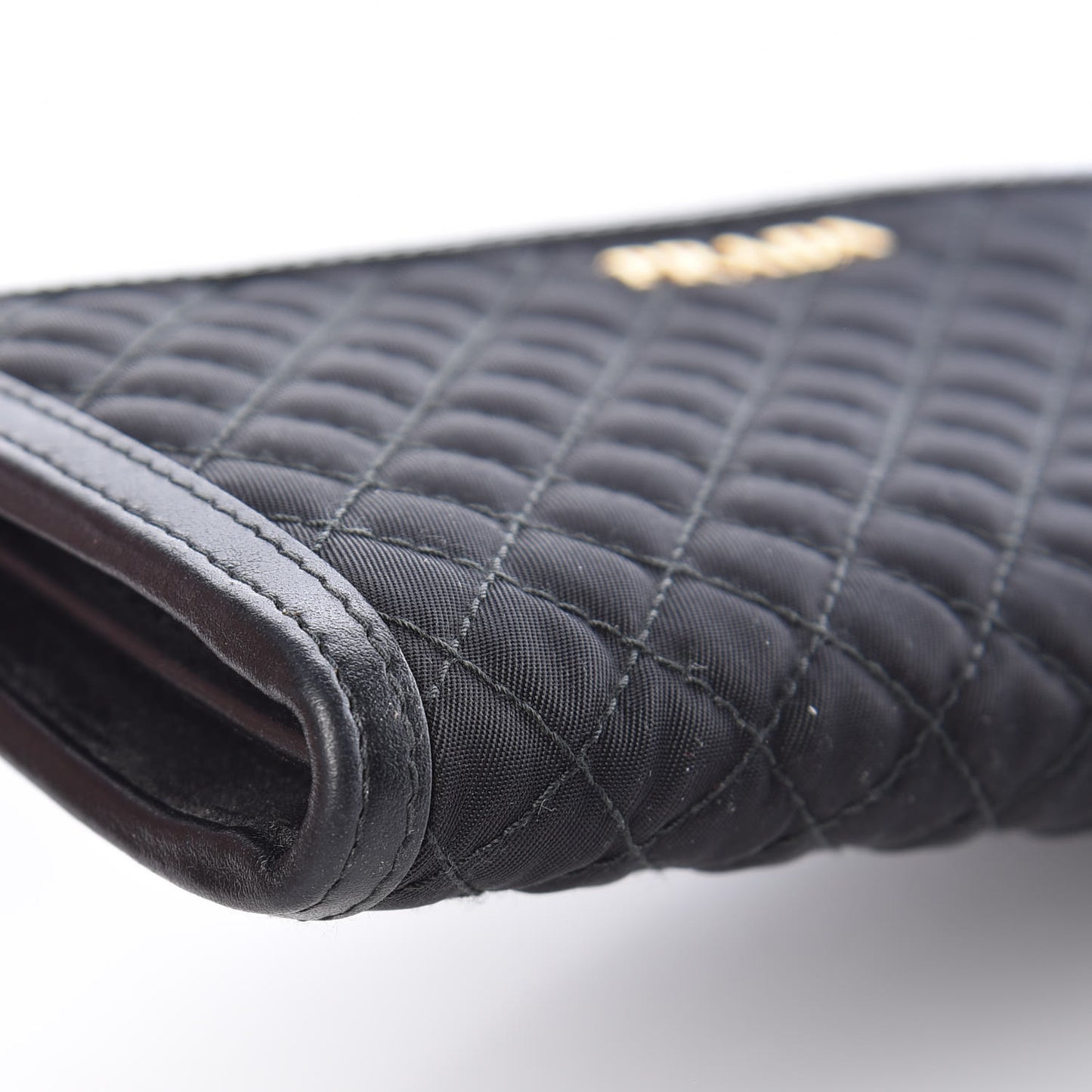 Tessuto Nylon Quilted Zip Around Wallet Black