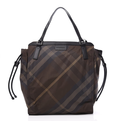 Burberry Nylon Check Small Buckleigh Packable Tote Birch Grey 1 of 10