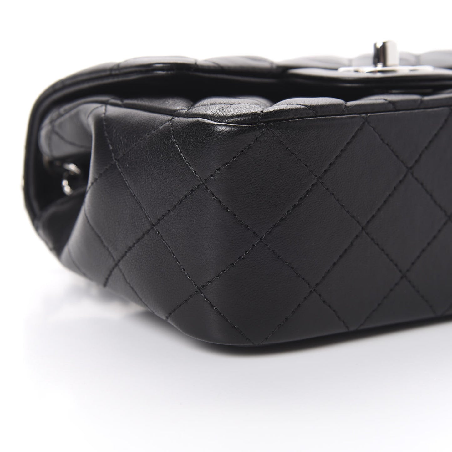 Lambskin Quilted Mini Square Flap Black
