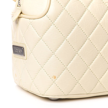 Chanel Distressed Lambskin Quilted Paris New York PNY Medium Travel Bag Ivory 18 of 20