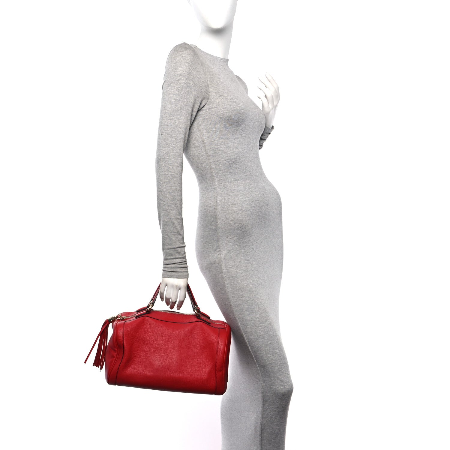Gucci Pebbled Calfskin Medium Soho Boston Red 2 of 11