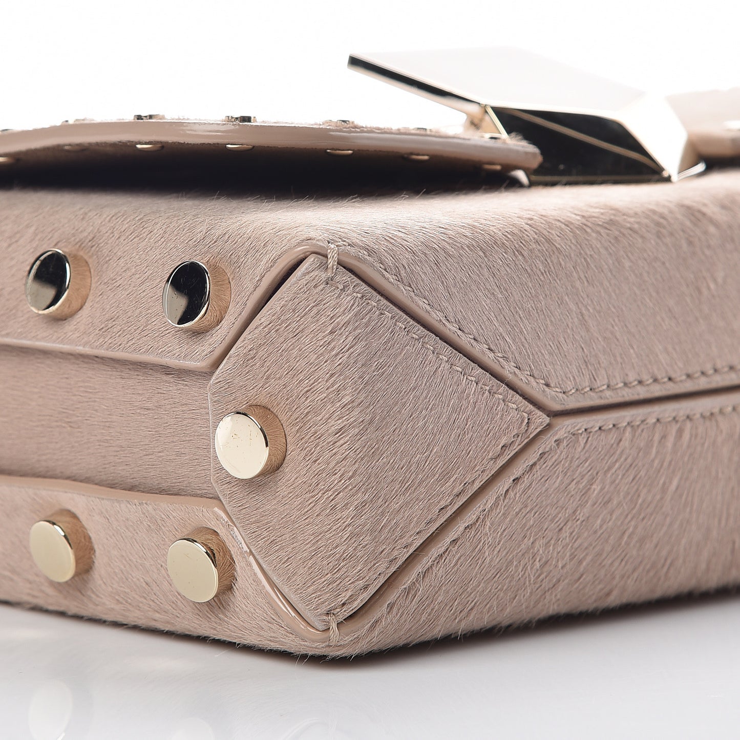 Calf Hair Lockett Petite Shoulder Bag Beige